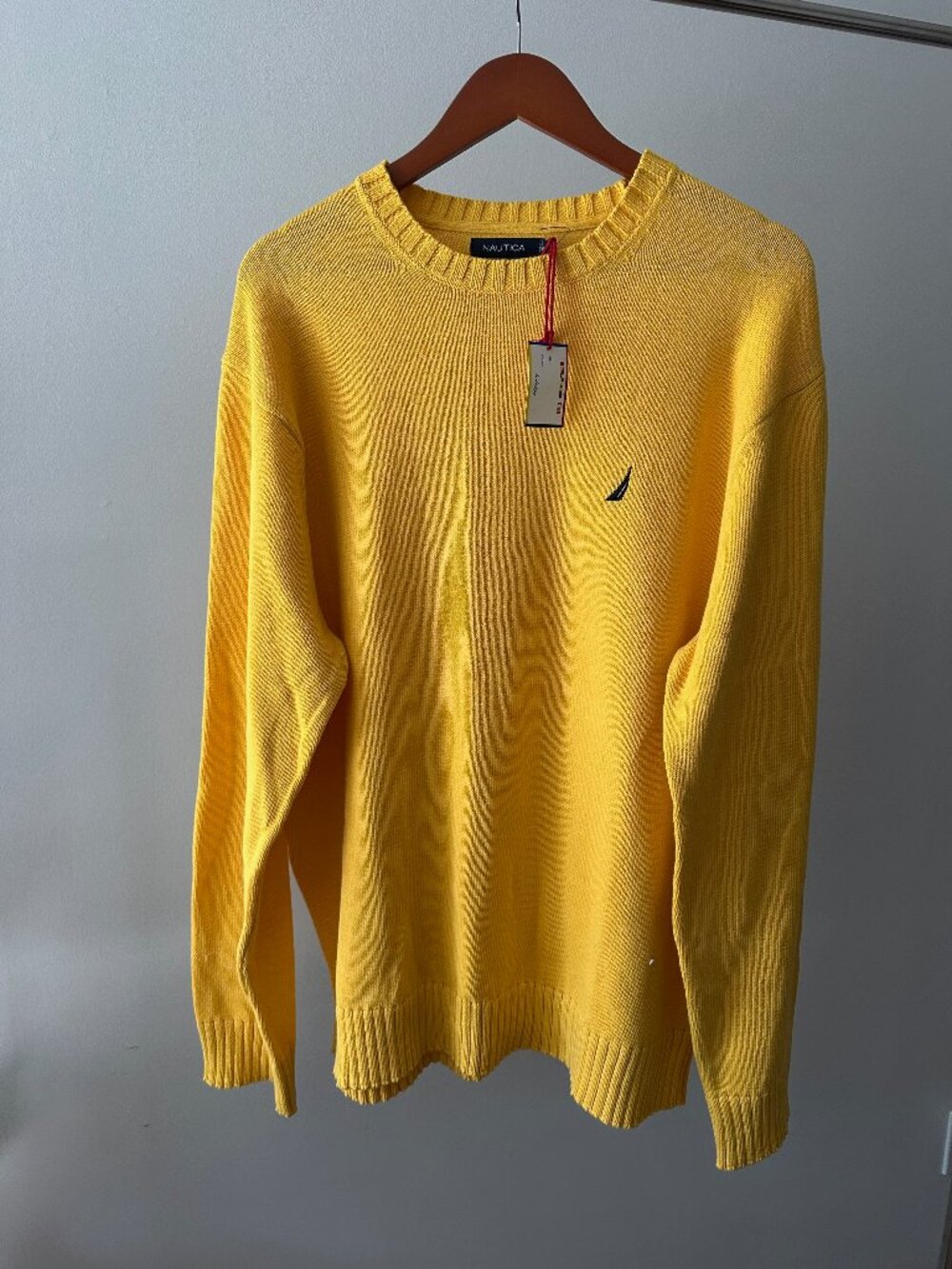 NWT Yellow men's Nautica knit crewneck sweater XL